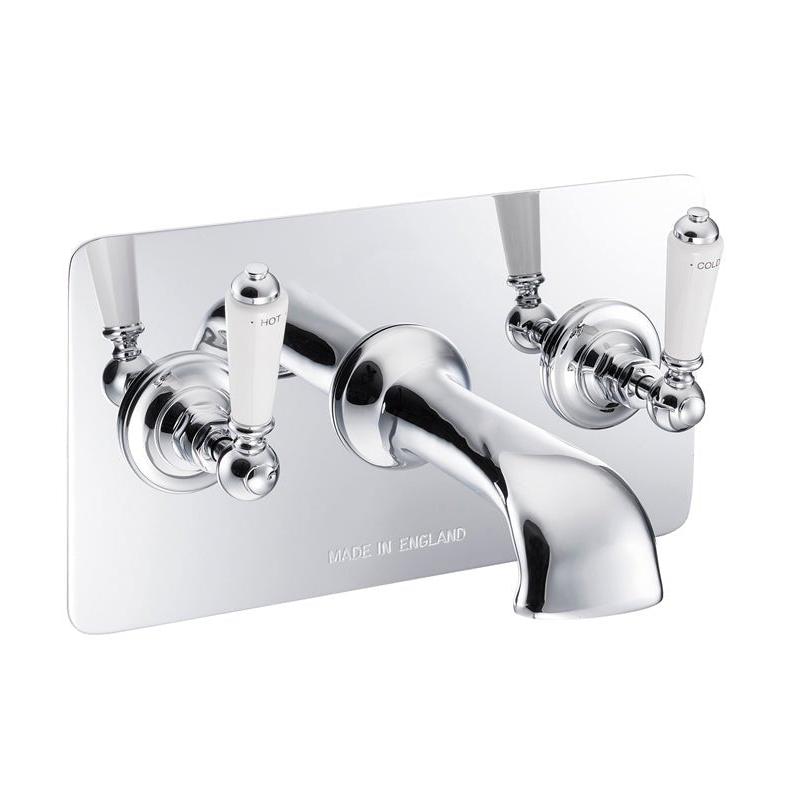Hurlingham Wall Mounted Bath Filler With Concealing Plate - Ice Cold Spice | Chrome H170 x W304 x D177