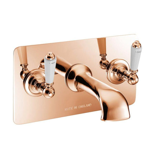 Hurlingham Wall Mounted Bath Filler With Concealing Plate - Ice Cold Spice | Copper H170 x W304 x D177