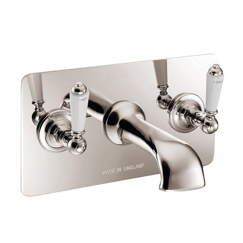 Hurlingham Wall Mounted Bath Filler With Concealing Plate - Ice Cold Spice | Nickel H170 x W304 x D177