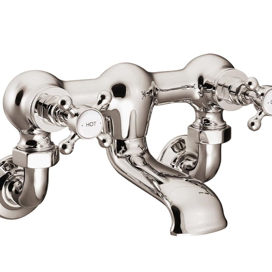Hurlingham Wall Mounted Bath Filler Taps - Ice Cold Spice | Nickel H161 x W254 x D187