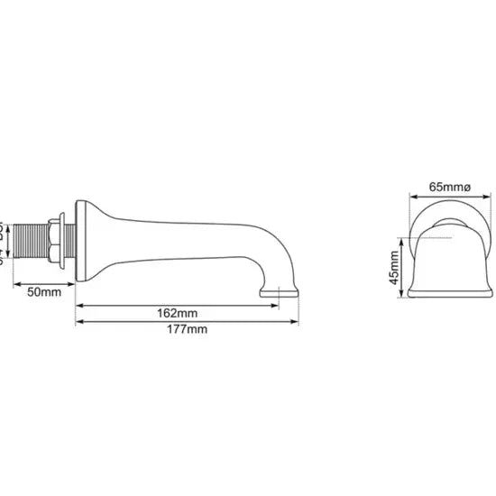Hurlingham Wall Mounted Bath Spout Taps - Ice Cold Spice | Nickel H65 x W65 x D177